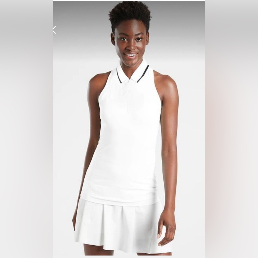 Athleta Momentum white‎ polo tank size XL